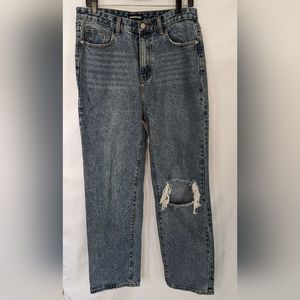 Missy Empire Juditha Ripped Knee Straight Leg Jeans UK 14 NWT